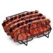 Nonstick Steel Rib Rack for BBQ – Roasting Stand for Ribs, Steak, and Meat