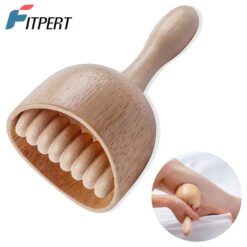 Wood Massage Cup with Roller – Handheld Wooden Body Massage Tool