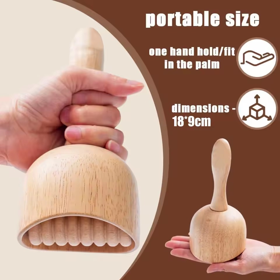 Wood Massage Cup with Roller – Handheld Wooden Body Massage Tool Wood Massage Cup with Roller – Handheld Wooden Body Massage Tool - Image 2