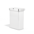 simplehuman Rectangular Sensor Can, 58L Sensor Can Voice and Motion-Activated, White
