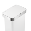 simplehuman Rectangular Sensor Can, 58L Sensor Can Voice and Motion-Activated, White