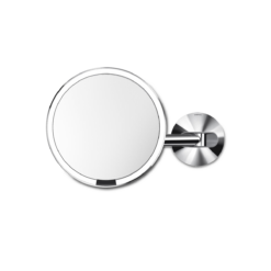 simplehuman 8" Sensor Makeup Mirror, Wall Mount, 5X Magnification, Hard-Wired (100-240v), Polished Stainless Steel
