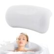 Waterproof Non-Slip Bath Pillow for Bathtub & Hot Tub – Memory Foam Head and Back Cushion with Suction Cups