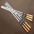 55cm Stainless Steel BBQ Skewer with Wooden Handle – Reusable Kebab Stick