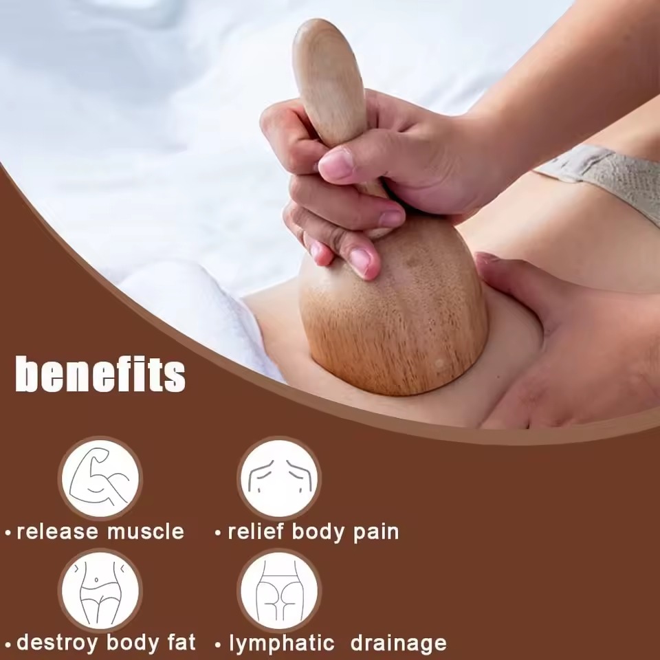 Wood Massage Cup with Roller – Handheld Wooden Body Massage Tool Wood Massage Cup with Roller – Handheld Wooden Body Massage Tool - Image 5