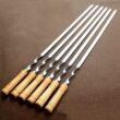55cm Stainless Steel BBQ Skewer with Wooden Handle – Reusable Kebab Stick