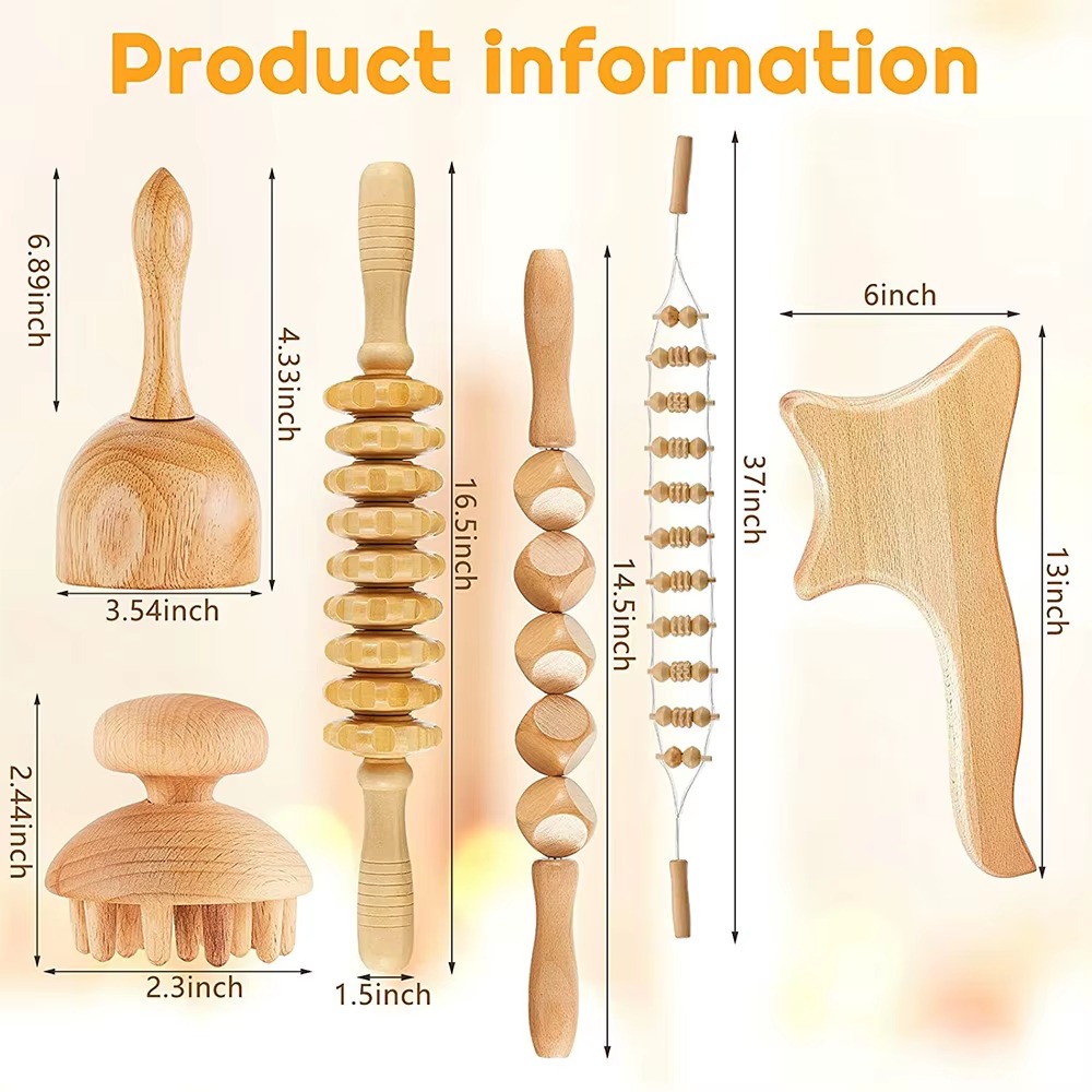 Wood Massage Tool Set 6-in-1 – Handheld Body Massage Rollers and Scraping Tools Wood Massage Tool Set 6-in-1 – Handheld Body Massage Rollers and Scraping Tools - Image 7