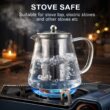Borosilicate Glass Teapot with Removable Stainless Steel Infuser – Heat-Resistant Clear Tea Kettle