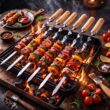 55cm Stainless Steel BBQ Skewer with Wooden Handle – Reusable Kebab Stick
