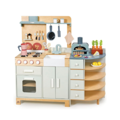 Tender Leaf Toys - La Fiamma Grand Kitchen - Two-Part Grand Wooden Kitchen with Accessories - Develops Social, Creative and Imaginative Skills, Gender-Neutral - Age 3+