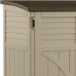 Suncast Horizontal Shed, Compact Outdoor Storage System, 34 Cu. Ft. Capacity, Sand & Slate - Lockable Multi-Wall Resin Organizer for Garbage Cans, Garden Tools, Bins, Bikes and Yard Equipment