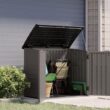 Suncast 34 Cu Ft Horizontal Resin Storage Shed - Outdoor Storage Shed with Floor Included, Lockable, Weatherproof, Fits Small to Medium Trash Cans, Generators, & Garden Tools, Stoney Black