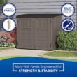 Suncast 34 Cu Ft Horizontal Resin Storage Shed - Outdoor Storage Shed with Floor Included, Lockable, Weatherproof, Fits Small to Medium Trash Cans, Generators, & Garden Tools, Stoney Black