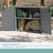 Suncast Resin Outdoor Storage Cabinet, Cool Gray Wicker Resin Outdoor Cabinet, Weatherproof, Lockable Outside Storage for Patio, Deck, Balcony, Porch, Backyard, or Garden, Made in the USA