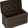 Suncast Durable 73 Gallon Outdoor Resin Storage Chest with Handles, Wheels, and Seat for Patio, Garden, or Pool for Indoor and Outdoor Use, Java