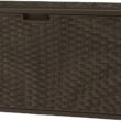 Suncast 134 Gallon Extra Large All-Weather Wicker Pattern Deck Box with Lockable Lid for Garden, Garage, Patio, or Outdoor Use, Java