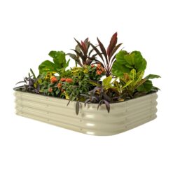 Vego Garden 16-cu ft 42-in W x 60-in L x 11-in H Pearl White Galvanized Metal Raised Garden Bed