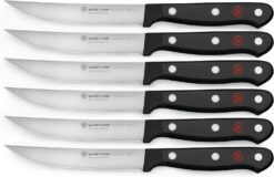 WÜSTHOF Gourmet 6-Piece Steak Knife Set, Black