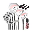 Slickblue Womens Complete Golf Club Set with Stand Bag for Beginner and Adult Golfers Includes Driver Woods Irons Putter for Home or Course Use Pink