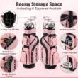 Slickblue Womens Complete Golf Club Set with Stand Bag for Beginner and Adult Golfers Includes Driver Woods Irons Putter for Home or Course Use Pink