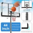 Slickblue Indoor Outdoor Portable Family Basketball Hoop with 44-In Backboard - Black and Gray
