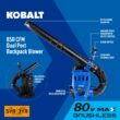 Kobalt Dual Port 80v 850-CFM 210-MPH Cordless Battery Backpack Leaf Blower Battery and Charger Not Included
