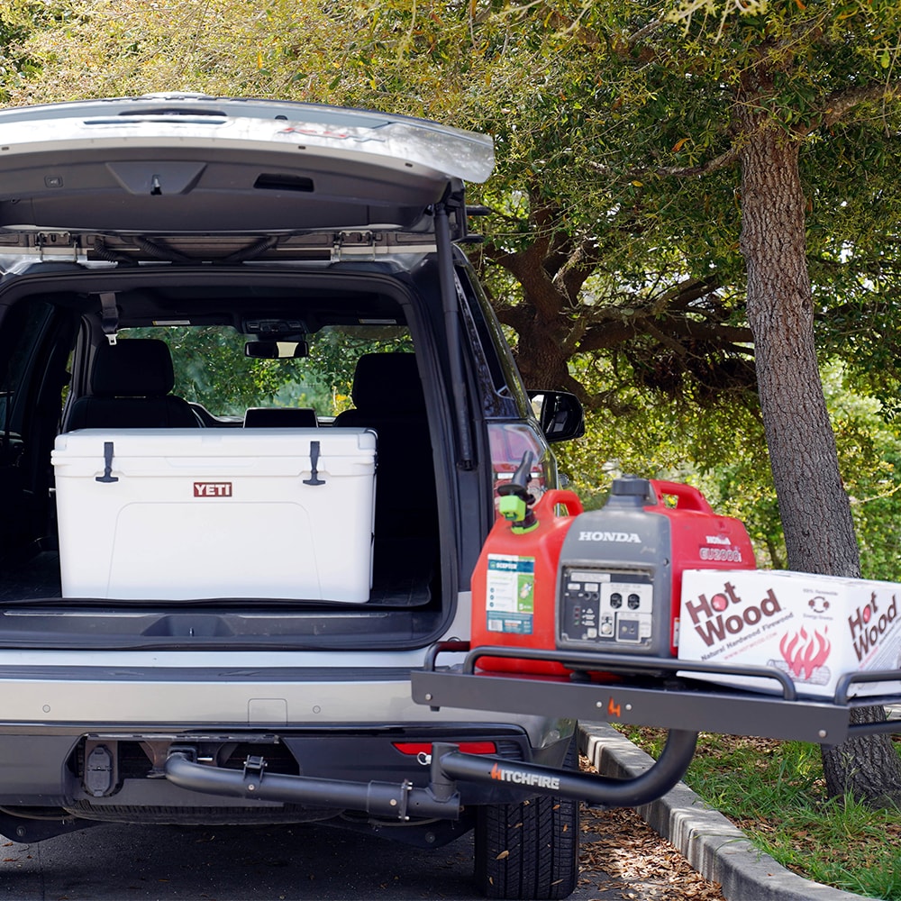 Hitchfire Ledge 38-in L x 24-in W x 9-in H Steel Hitch Cargo tray Hitchfire Ledge 38-in L x 24-in W x 9-in H Steel Hitch Cargo tray