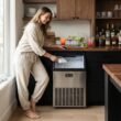 SIMZLIFE 150lbs/24H Commercial Full Size Cubes Ice Maker Machine with 33 lbs Storage and Smart LCD Panel in Stainless Steel