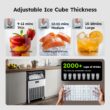 SIMZLIFE 200lbs/24H Commercial Ice Maker Machine with 65 lbs Storage and Smart LCD Panel in Silver Stainless Steel