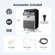 SIMZLIFE 200lbs/24H Commercial Ice Maker Machine with 65 lbs Storage and Smart LCD Panel in Silver Stainless Steel
