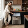 SIMZLIFE 200lbs/24H Commercial Ice Maker Machine with 65 lbs Storage and Smart LCD Panel in Silver Stainless Steel
