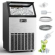 SIMZLIFE 100lbs/24H Commercial Full Size Cubes Ice Maker Machine with 33 lbs Storage and Efficient Compressor in Silver