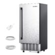 Euhomy 15 in 66lbs/24H Bulit-in/Freestanding Nugget Ice Maker in silver with Ice Full Alert and Auto-Cleaning