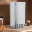 Euhomy 15 in 66lbs/24H Bulit-in/Freestanding Nugget Ice Maker in silver with Ice Full Alert and Auto-Cleaning