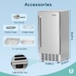 Euhomy 15 in 66lbs/24H Bulit-in/Freestanding Nugget Ice Maker in silver with Ice Full Alert and Auto-Cleaning