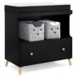 Delta Children Essex Convertible Changing Table with Drawer, Ebony/Natural