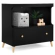 Delta Children Essex Convertible Changing Table with Drawer, Ebony/Natural