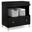 Delta Children Essex Convertible Changing Table with Drawer, Ebony/Natural
