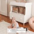 Delta Children Essex Convertible Changing Table with Drawer, Bianca White/Natural