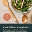 Caraway Wooden Utensil Set - 5 Piece Cooking Utensil Set - Spoon, Server, Scraper, Spatula, & Tongs - Made From FSC-Certified Birch Wood - No Microplastics