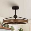 Parrot Uncle 27-in Matte Black with Black Blades LED Fandelier Ceiling Fan With Light and Remote Control Included 3 -Blade