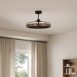 Parrot Uncle 27-in Matte Black with Black Blades LED Fandelier Ceiling Fan With Light and Remote Control Included 3 -Blade