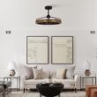 Parrot Uncle 27-in Matte Black with Black Blades LED Fandelier Ceiling Fan With Light and Remote Control Included 3 -Blade