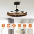 Parrot Uncle 27-in Matte Black with Black Blades LED Fandelier Ceiling Fan With Light and Remote Control Included 3 -Blade