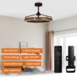 Parrot Uncle 27-in Matte Black with Black Blades LED Fandelier Ceiling Fan With Light and Remote Control Included 3 -Blade