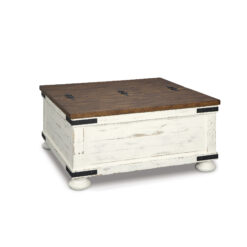 Signature Design by Ashley Wystfield Farmhouse Square Coffee Table with Storage in White and Brown