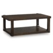 Signature Design by Ashley Breckington Dark Brown Wood Finish Coffee Table with Lower Shelf Storage