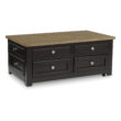 Signature Design by Ashley Drazmine Lift Top Coffee Table with Drawers and Mobility Casters in Brown