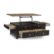 Signature Design by Ashley Drazmine Lift Top Coffee Table with Drawers and Mobility Casters in Brown