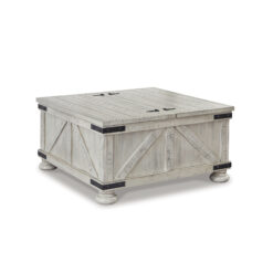 Signature Design by Ashley Carynhurst Whitewash Farmhouse Lift-Top Storage Coffee Table